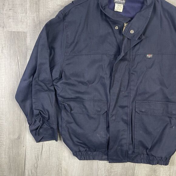 Bulwark FR Men's Large Long Flame Resistant Navy Lined Bomber Jacket Full Zip X - Picture 2 of 12
